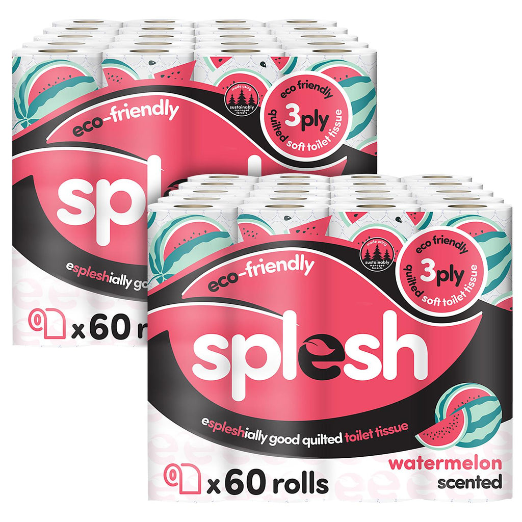 Splesh Quilted Toilet Roll Luxury Watermelon 3-Ply Soft Toilet Paper, 120 Rolls