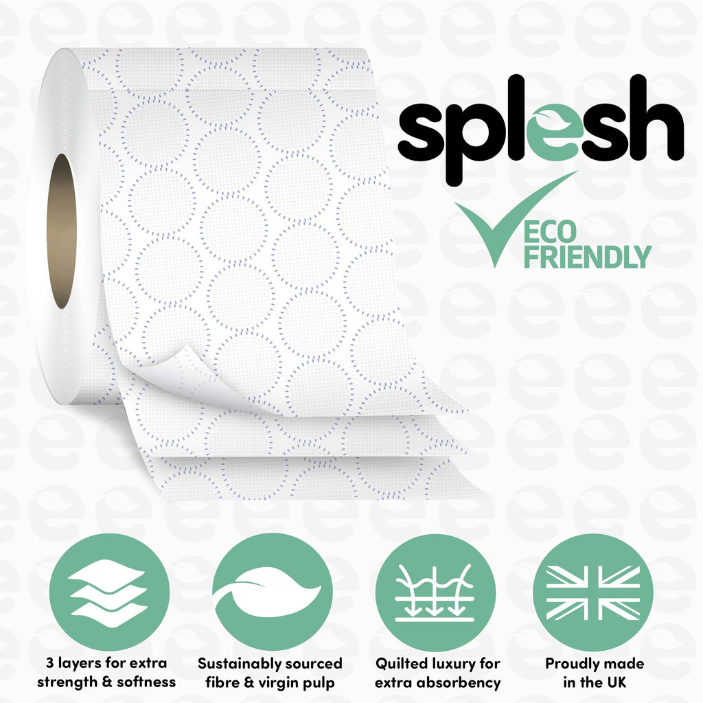 Splesh Toilet Roll, Soft & Quilted Eco-Friendly, White, 72 Rolls